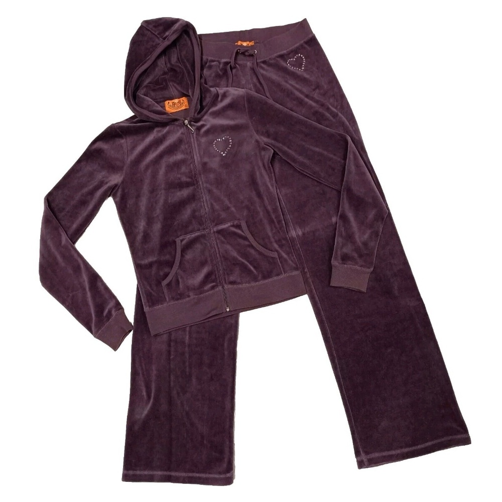 Vintage Juicy Couture Tracksuit Matching Set Small Jacket Pants Bling Heart Y2k